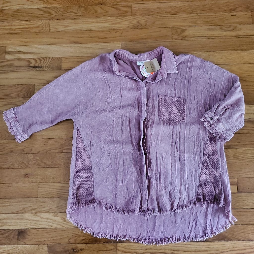 Umgee Boho Rustic Button Down Blouse